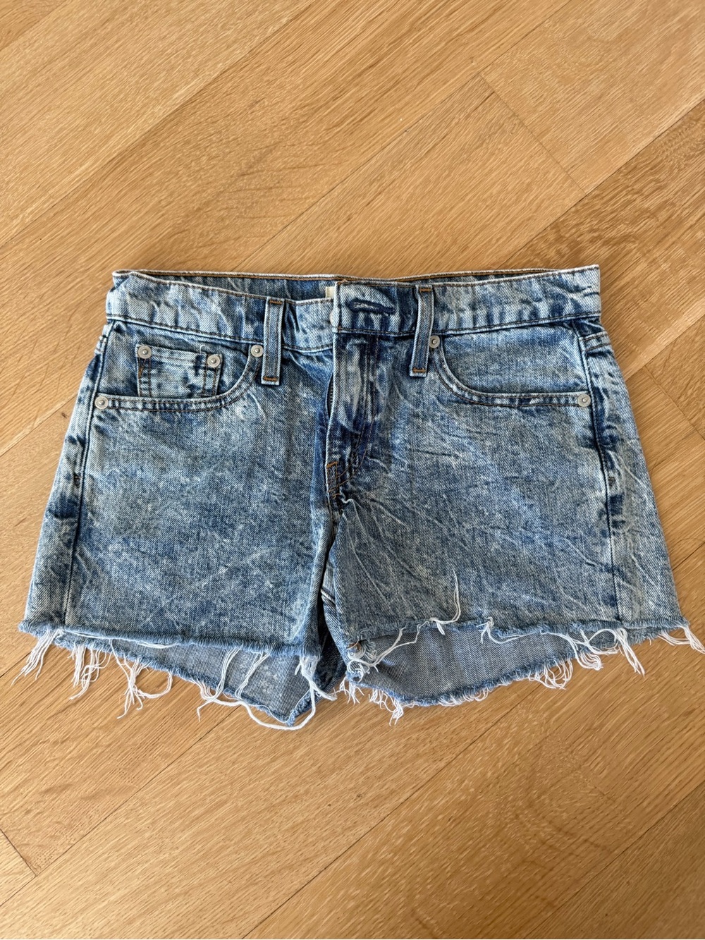 GAP Women's Light Blue Acid-Wash Denim Cutoff Shorts, Size 25